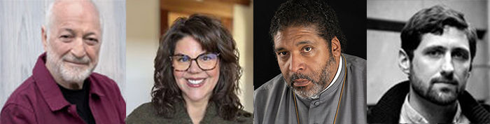 From left: André Aciman, April Herndon, William J. Barber and Phil Klay visit Dickinson in February to deliver public lectures.